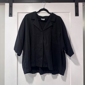 Black linen button up shirt